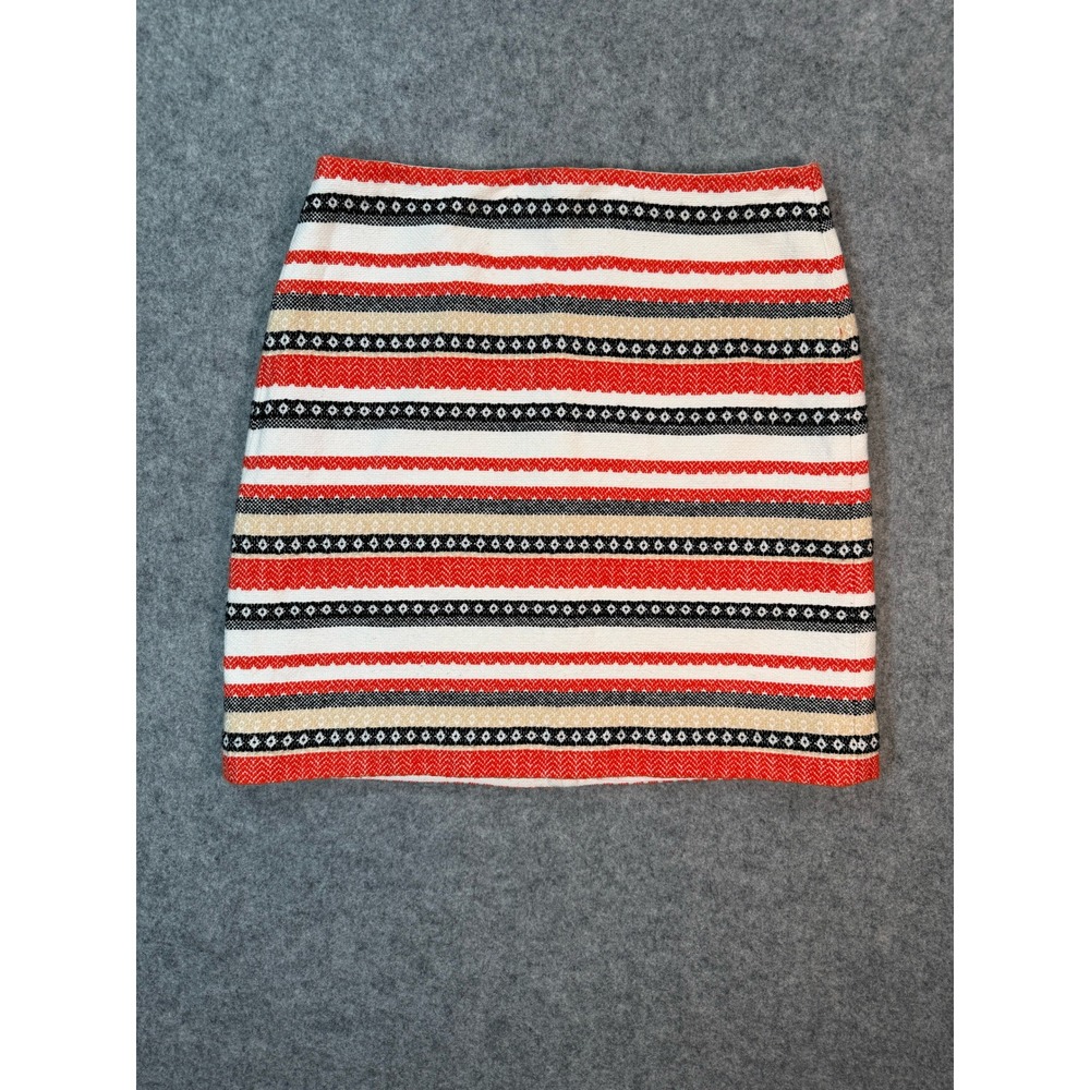 LOFT Womens Size 6 Multi Color Striped Geometric Textured Mini Skirt Lined